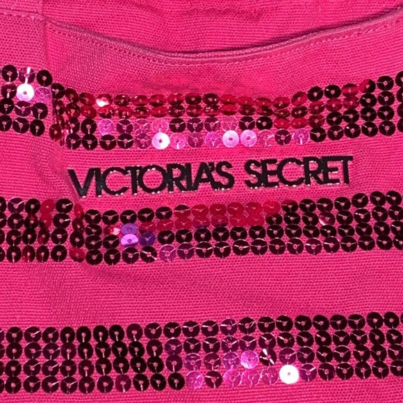 Victoria’s Secret sequin canvas Shoulder tote overnight beach gym bag - Picture 3 of 14